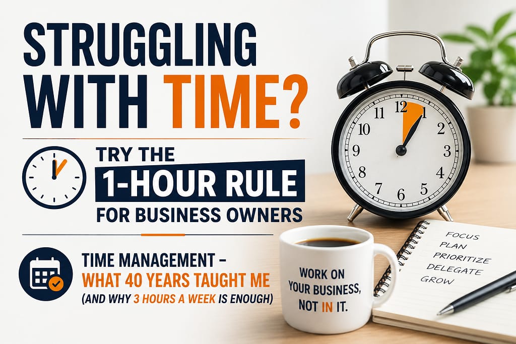 Struggling with time management, try the 1 hour rule for your business.